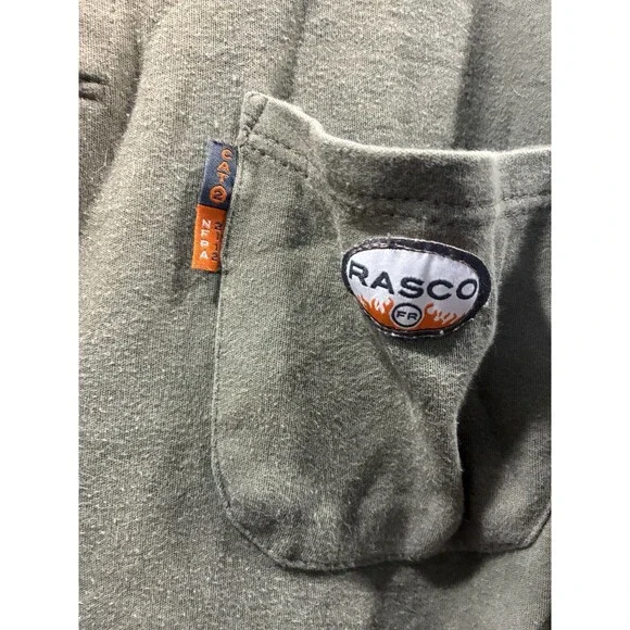 RASCO FR Flame Resistant Gray Henley Long Sleeve Work Shirt Men's L - Picture 2 of 8